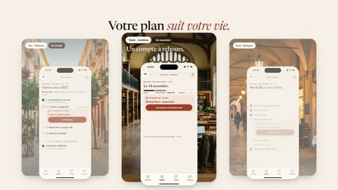 « Votre plan suit votre vie » : trois téléphones posés sur trois villes.