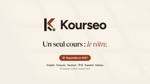 La signature : « Kourseo. Un seul cours : le vôtre. »